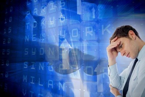Composite image of businessman with a headache イラスト素材