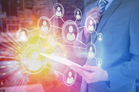 Composite image of businessman holding digital tablet 3d 写真素材