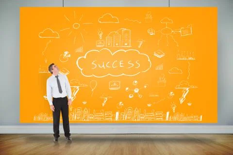 Composite image of businessman looking up Stock Illustration