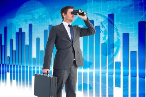 Composite image of businessman looking through binoculars 스톡 일러스트