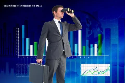 Composite image of businessman looking through binoculars Stock Illustration