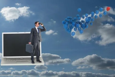 Composite image of businessman looking through binoculars 스톡 일러스트