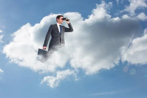 Composite image of businessman looking through binoculars 스톡 일러스트