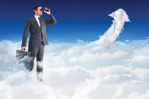 Composite image of businessman looking through binoculars 스톡 일러스트
