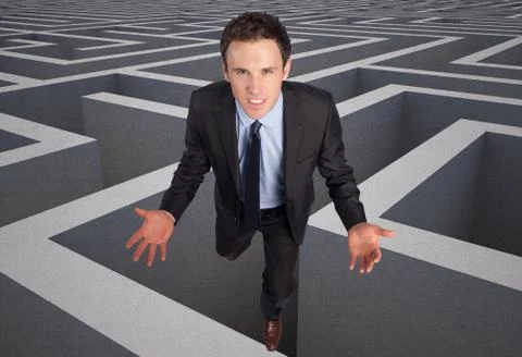 Composite image of businessman posing with arms out イラスト素材