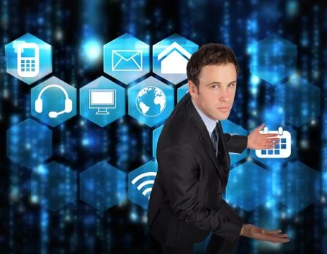 Composite image of businessman posing with arms out 스톡 일러스트