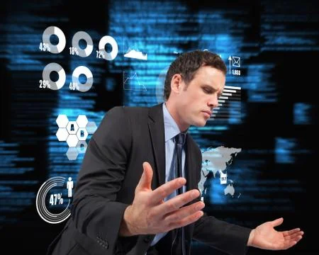 Composite image of businessman posing with arms out 库存插图