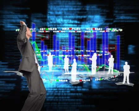 Composite image of businessman posing with hands up イラスト素材