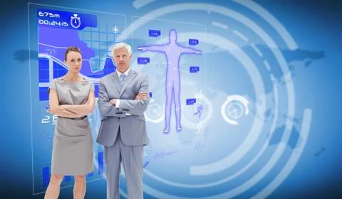 Composite image of businessman posing with work colleague Illustrazione stock