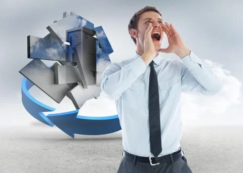Composite image of businessman shouting Stock Illustration