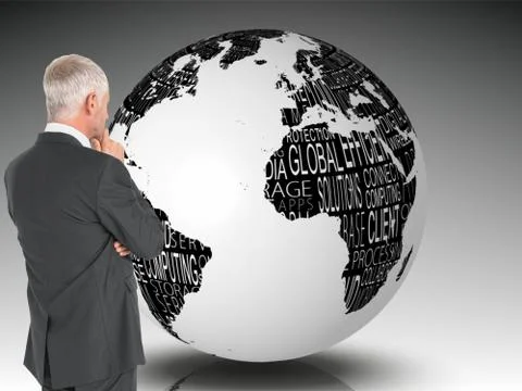 Composite image of businessman standing back to camera 스톡 일러스트