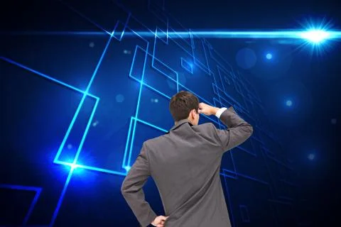 Composite image of businessman standing hand on hip Stock Illustration
