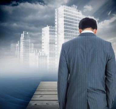 Composite image of businessman standing Stock Illustration