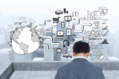Composite image of businessman standing Stock Illustration
