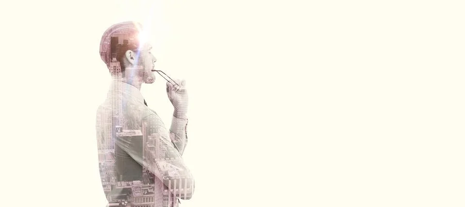 Composite image of businessman thinking Ilustración de archivo