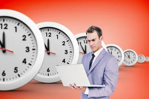 Composite image of businessman using laptop Stock Illustration