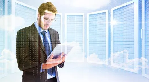 Composite image of businessman using a tablet computer イラスト素材