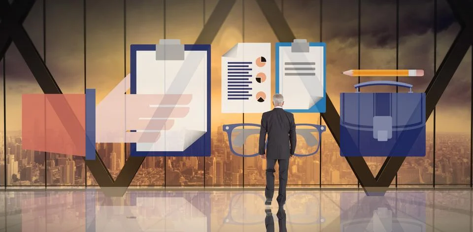 Composite image of businessman walking Stock Illustration
