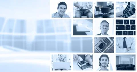 Composite image of businessmen using laptop 스톡 사진
