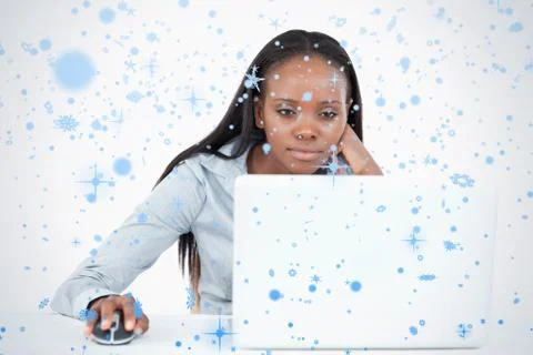 Composite image of businesswoman using a notebook Stock Illustration