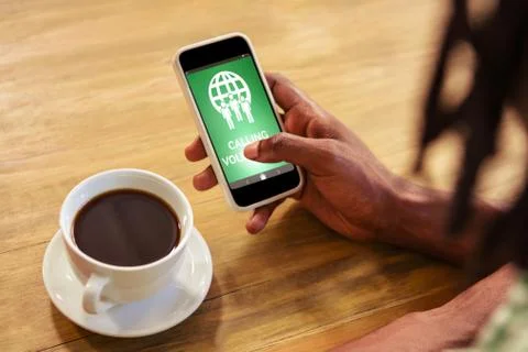 Composite image of calling volunteers text with icons on green screen Stock Photos