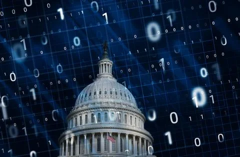 Composite image of Capital Building with binary numbers Stock Photos