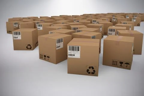 Composite image of cardboard courier boxes Foto stock