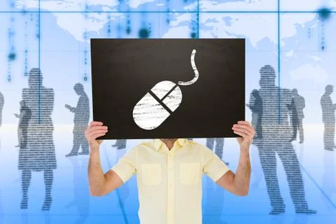 Composite image of casual man showing board Illustrazione stock