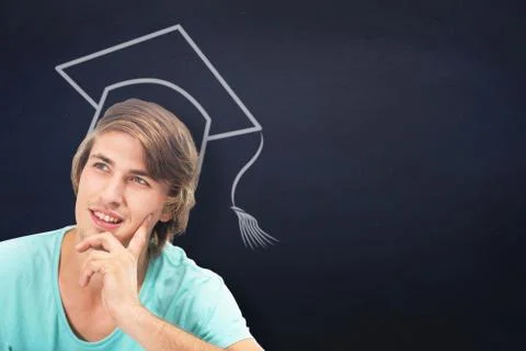 Composite image of casual man thinking Foto stock