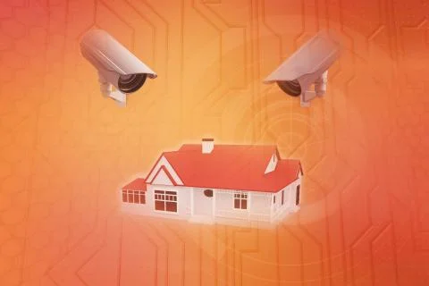 Composite image of cctv camera Ilustración de archivo