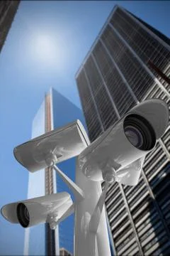 Composite image of cctv camera Ilustración de archivo