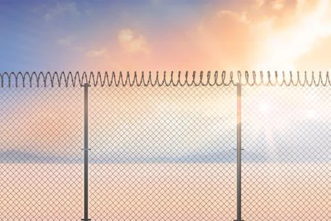 Composite image of chainlink fence by white background 3d Stockillustratie