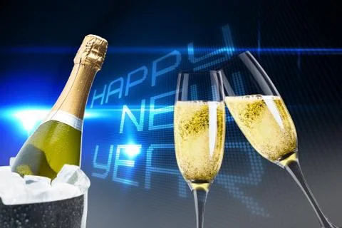 Composite image of champagne glasses clinking Stock Photos