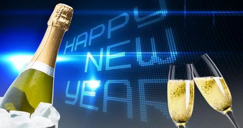 Composite image of champagne glasses clinking Stock Photos