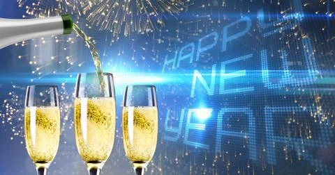 Composite image of champagne pouring Stock Photos
