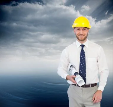 Composite image of cheerful young architect posing Stock Illustration