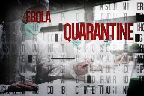 Composite image of chemists in protective suits working Stock Illustration