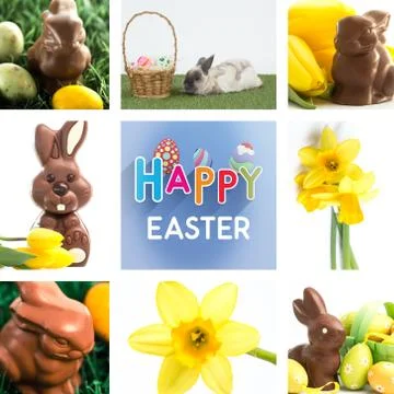 Composite image of chocolate bunny with little easter eggs Stock Illustration