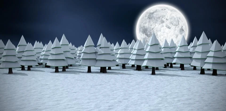 Composite image of christmas trees covered with snow Stock-Illustration