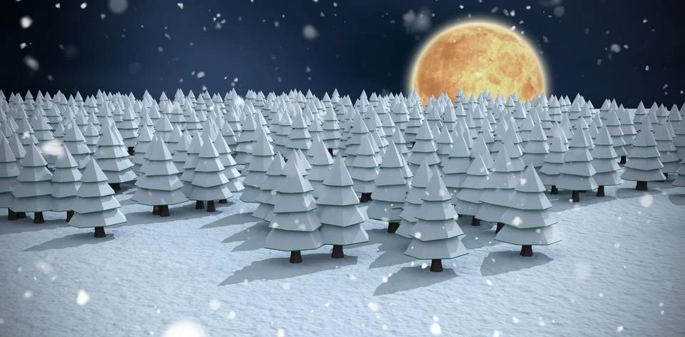 Composite image of christmas trees at forest during winter Stock-Illustration