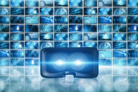 Composite image of close-up of black virtual reality simulat イラスト素材