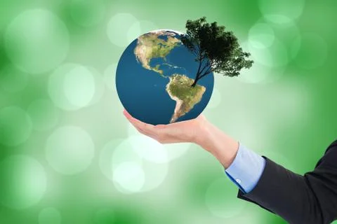 Composite image of close up of businessman with empty hand open Stock Illustration
