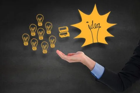 Composite image of close up of businessman with empty hand open Stock Illustration