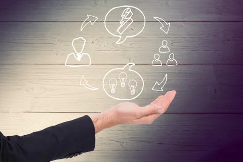 Composite image of close up of businessman with empty hand open Stock Illustration