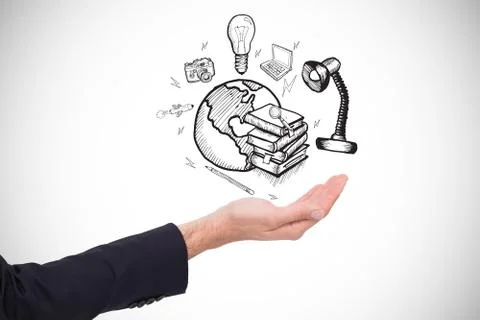 Composite image of close up of businessman with empty hand open Stock Illustration