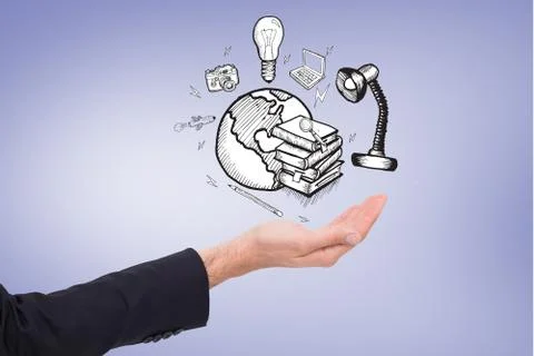 Composite image of close up of businessman with empty hand open Stock Illustration