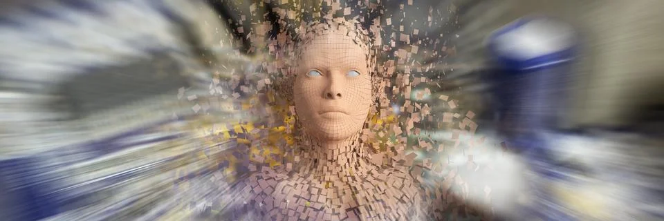 Composite image of close-up of composite brown pixelated 3d woman Ilustración de archivo