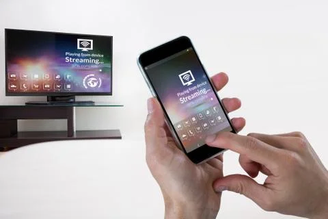 Composite image of close-up of cropped hands holding mobile phone Stock Photos