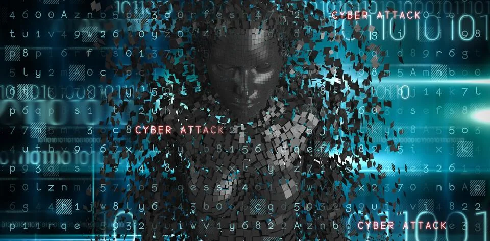 Composite image of close-up of digital black pixelated 3d female Illustrazione stock