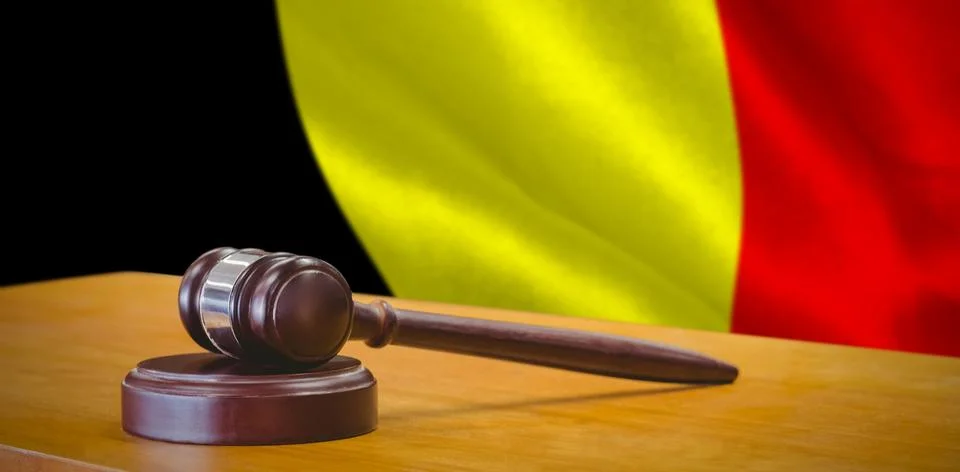 Composite image of close up of gavel on table Stock Illustration